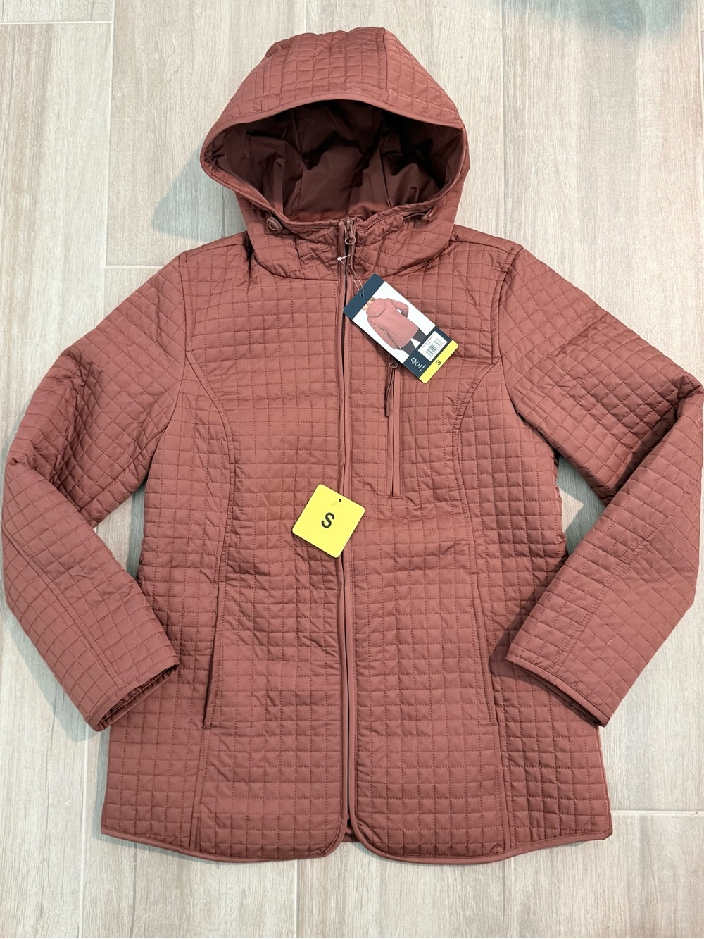 Lands End Rust Brown Quilted Hooded Jacket Size Small NWT Fall Lightweight Coat